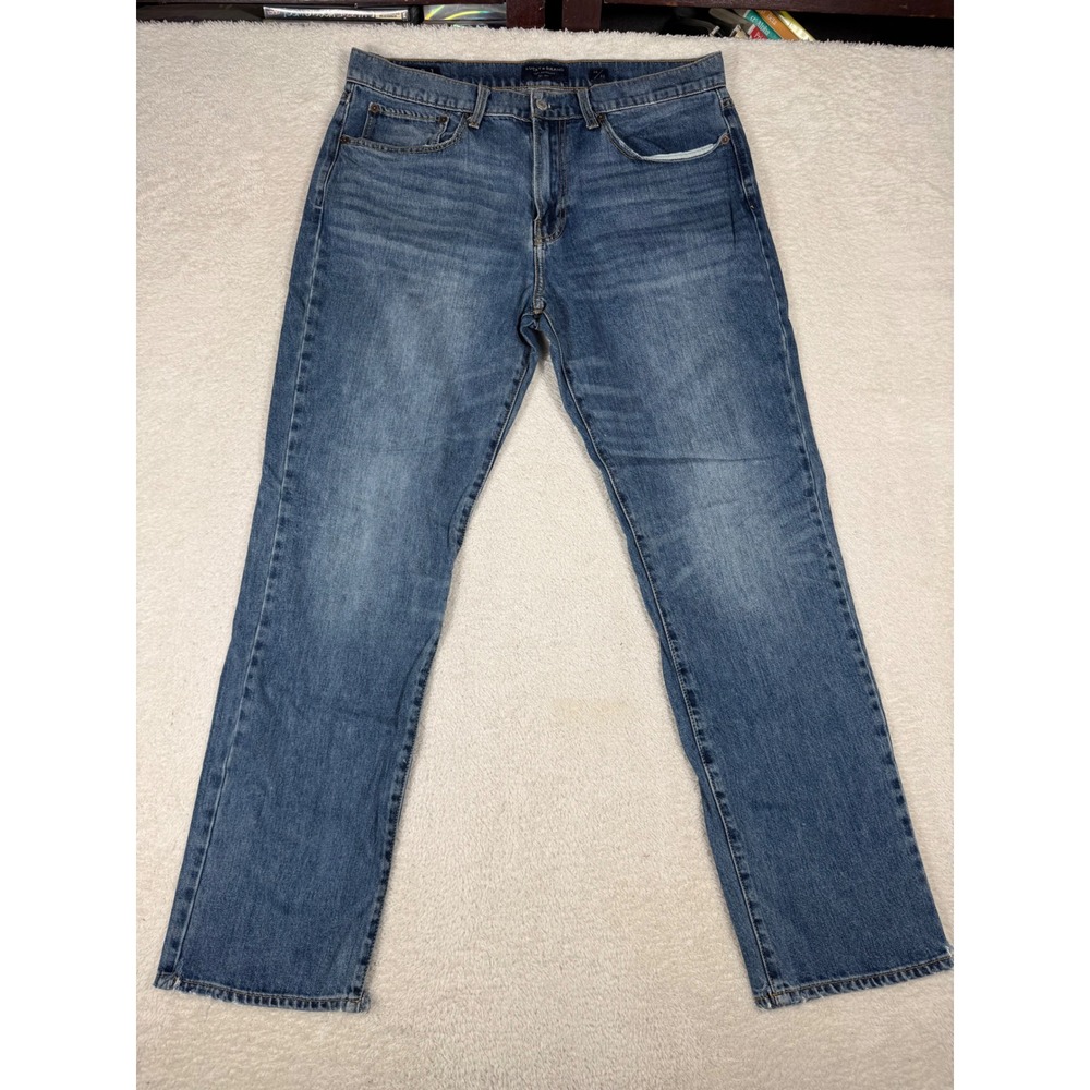 Lucky Brand 121 Slim Straight Jeans Mens 34x32 Blue Excellent Medium Wash Denim